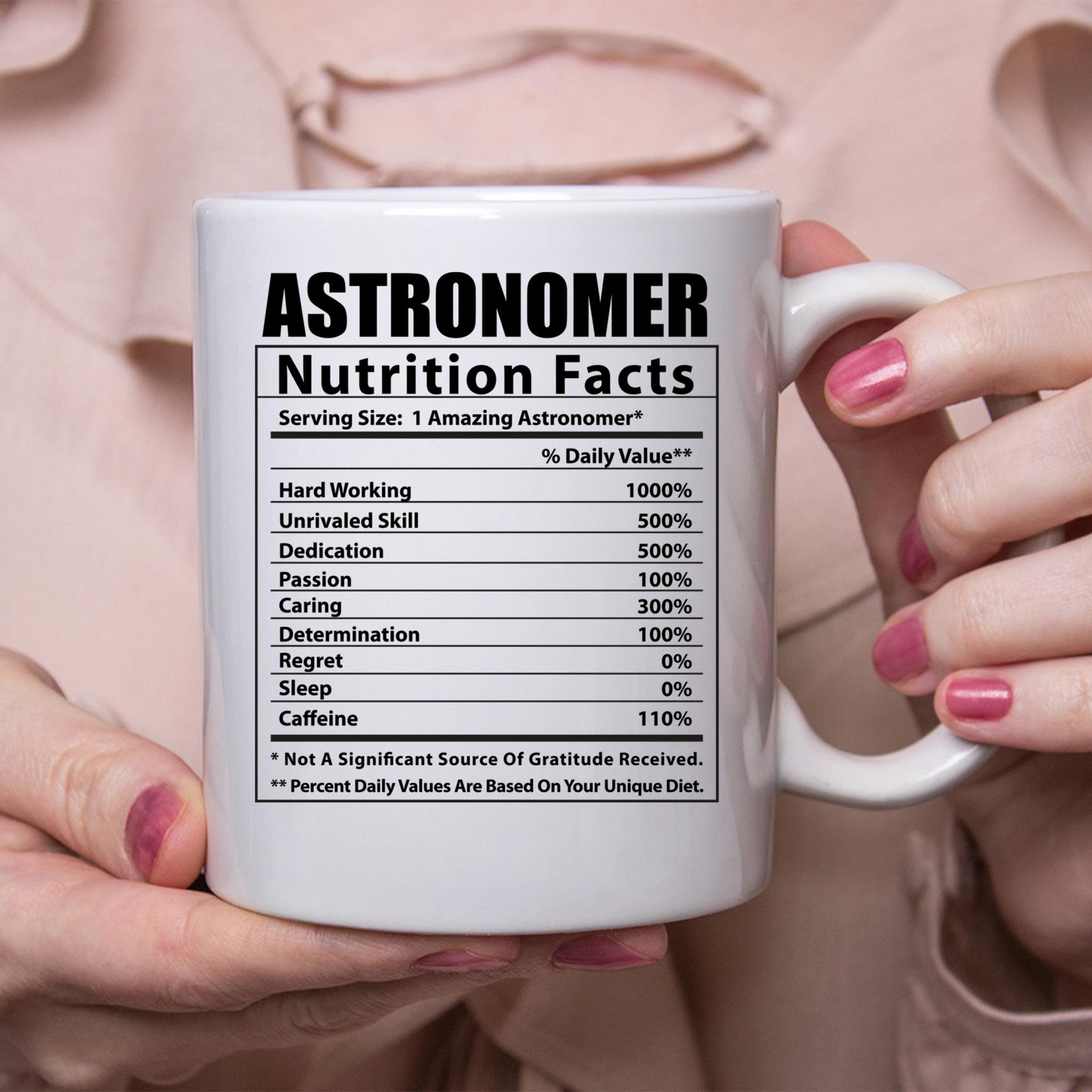 Fun Astronomer Tea Coffee Mug with Galactic Nutritional Facts