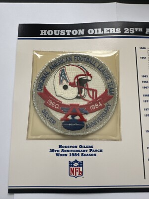 Houston Oilers 25th Anniversary Patch Original AFL Team Willabee & Ward
