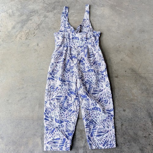 Vintage Joni Blair Blue White Pink Patterned Sleeveless Overall Jumpsuit - Picture 10 of 10
