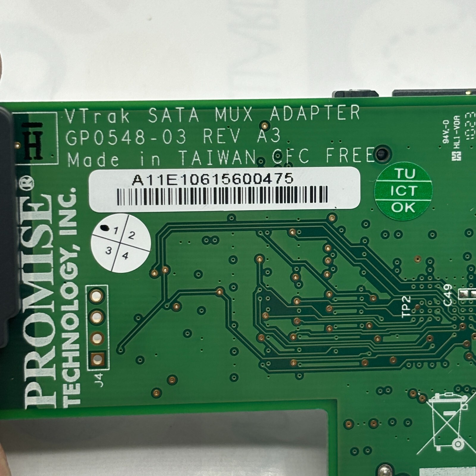 PROMISE TECHNOLOGY GP0548-03 REV A3 VTRAK SATA MUX ADAPTER, LSISS1320 AAMUX ⭐