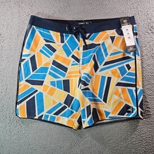 NWT O'Neill Board Shorts Swim Trunks Men 40 No Liner Geometric Blue Orange