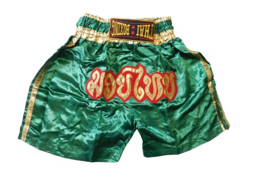 MINI FORMAT: MODNE SZORTY MUAY THAI DLA DZIECI! Rozmiar M zielone spodnie bokserskie MMA - Zdjęcie 1 z 2