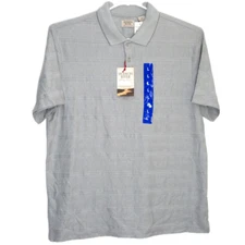 Hudson River Platinum Striped Men's Polo Shirt(PLATINUM,Large) NWT