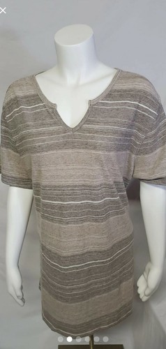 Mens Structure Shirt XXL Tan V Neck with Stripes - Picture 2 of 7