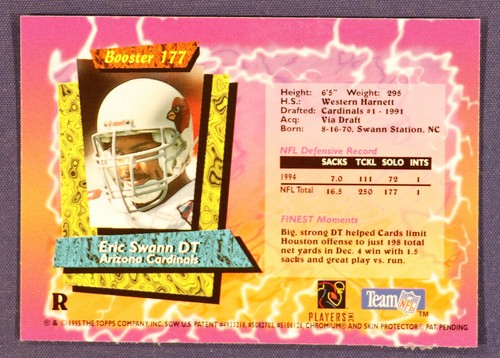 1995 Topps Finest Booster Refractors #B177 Eric Swann - Bild 2 von 2