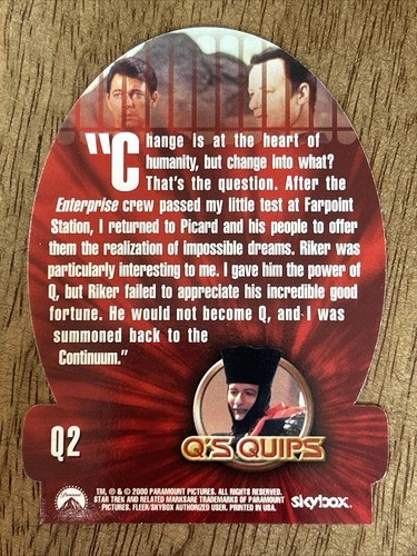 2000 Skybox Star Trek: The Next Generation Profiles - Q's Quips #Q2 HIDE AND Q - Picture 2 of 2
