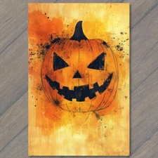 Art Print Halloween Pumpkin Cute Orange Jack-O-Lantern Adorable Spooky Fall Fun