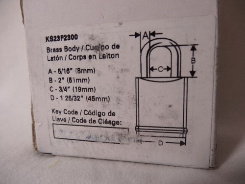 Schlage Commercial KS43F2300 Brass Padlock 2" Shackle "C" Keyway Cylinder -NEW! - Picture 4 of 5