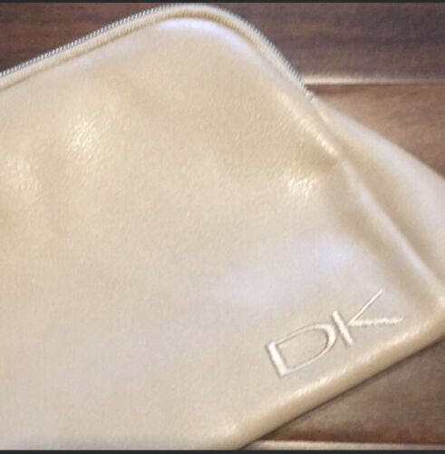 Donna Karan Cosmetic Make Up Bag Beige Travel Zipper clutch - Picture 2 of 6