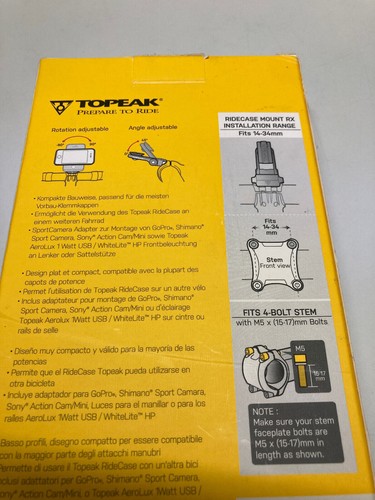 Topeak RideCase Mount RX Mobile Phone Camera Mount Stem Mount TC1025 - Picture 3 of 3