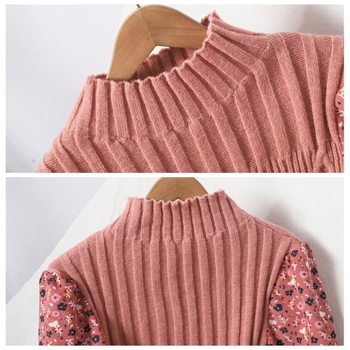 Mujeres Largo Floral Vestido Pana Tejido Empalme Pullover Con Cordones Suelto Dulce - Imagen 8 de 14