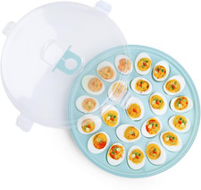 Deviled Egg Carrier with Lid 22 Slot Tray Portable Platter Holder for Parties