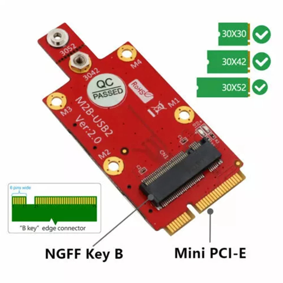 XT-XINTE M.2 Key B zu Mini PCI-E Adapter mit NANO SIM Karten Slot für 3G/4G/5G - Bild 4 von 4