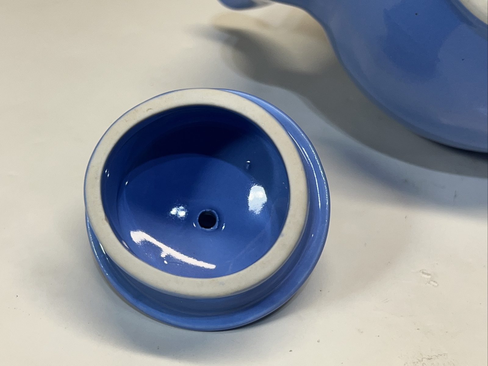 Lipton Antique Vintage Teapot Periwinkle Blue Made in U.S.A 1950s Hall