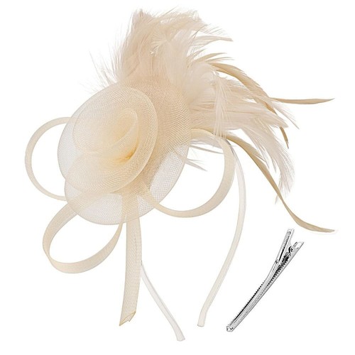 Fascinator Feather Mesh Headband Retro Brides Headwear Elegant Hair Accessories - Picture 7 of 23
