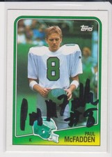 PAUL MCFADDEN PHILADELPHIA EAGLES 1988 TOPPS #240 YOUNGSTOWN ST AUTOGRAPHED CARD