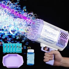 Bubble Machine with 69 Holes and Colorful Lights Bubble Maker Machine