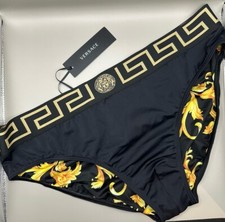 Versace Greca Border Low Rise Black Swim Brie...