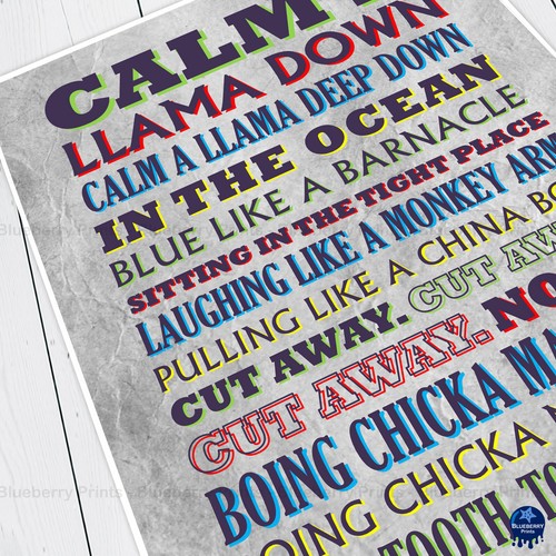 The Mighty Boosh, CALM A LLAMA DOWN Crimp Lyric Poste rPrint 2 styles - (3 Sizes - Picture 11 of 12