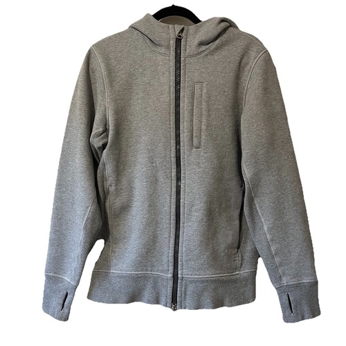 Lululemon Heavy Full Zip Scuba Sweatshirt Hoodie Men's Small Gray Thumb Holes