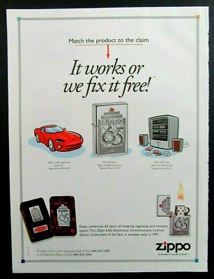 1997 ZIPPO Lighters Magazine Ad - It Works or We Fix It Free!