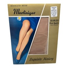 Vtg Martinique Seamless Exquisite Hosiery First Quality Stockings Beigetone 9.5