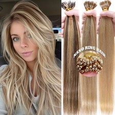 150G Nano Ring Tip Remy Human Hair Micro Loop Beads Hair Extensions THICK Blonde