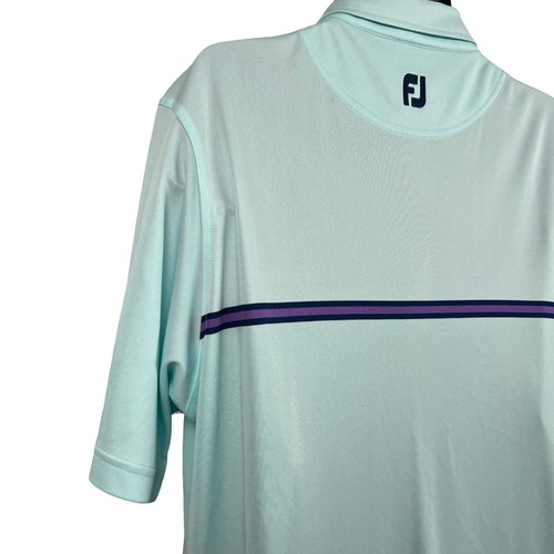 Footjoy Polo Golf Shirt Short Sleeve Aqua Blue XL - Picture 6 of 9