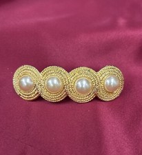 Fashion Hair Clip Gold Tone Faux Pearls