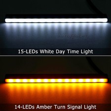 2pcs Universal Car Daytime Running Light Strips Led Turn Signal Lamp Bar Drl 12v