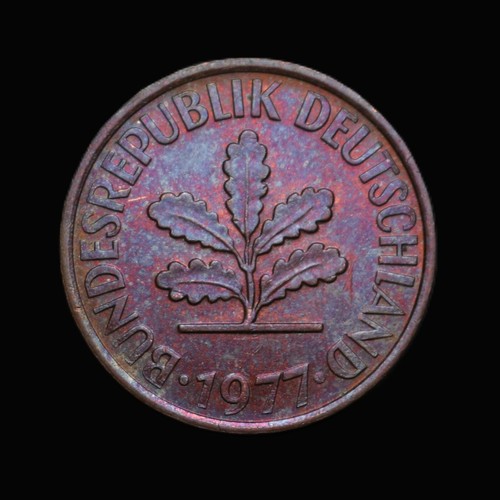 1977 Republic of Germany 2 Pfennig (Fat Awns Variety) KM# 106a Munich Mint