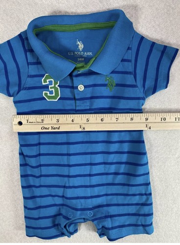 U.S. Polo Assn Baby Boys Bodysuit Blue Striped Size 3 - 6 Months Romper Polo - Bild 3 von 9