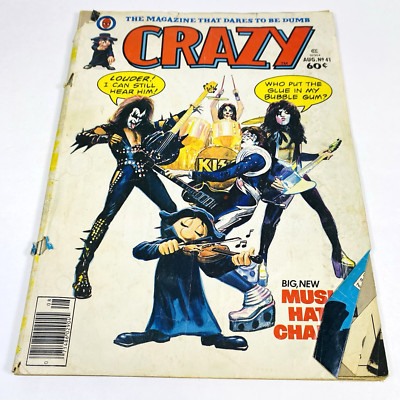 CRAZY Magazine Vintage Aug 1978 #41 Ft KISS Rock Band Cover