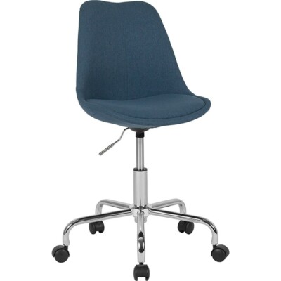 Flash Furniture Aurora Mid Blue Task, Pneumatic Lift/Chrome - CH-152783-BL-GG