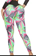 Leggings size medium womens Geometric highwaisted scrunch bum NEW