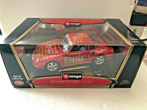 1993 PORSCHE 911 CARRERA BY BBURAGO RED DITRANS 22 FIRELLI RACE CAR 1:18 SCALE - Picture 4 of 5