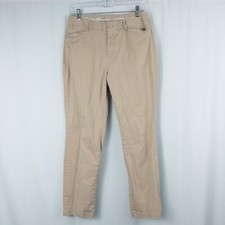 Eddie Bauer Legend Wash Curvy Straight Leg Cropped Pants Womens T8 Khaki Beige
