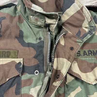 M65 Field Jacket Mens Small X-Short Woodland Camo VTG Zip