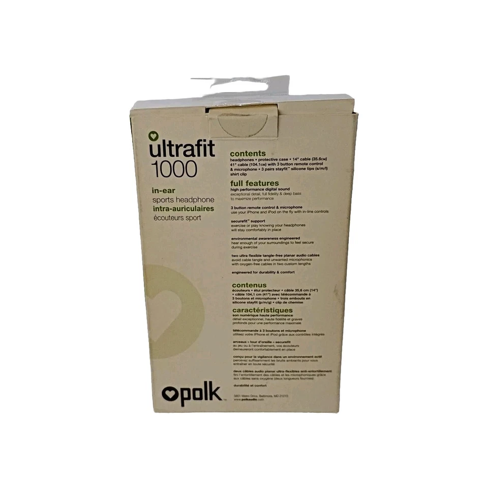 Auriculares internos deportivos Polk Audio UltraFit 1000, negros Foto 3 de 4