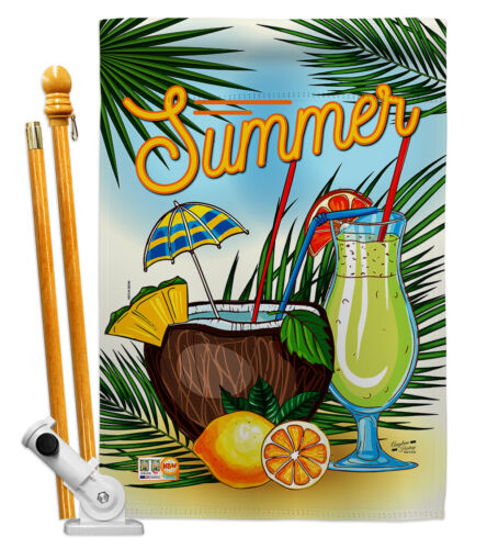 Summer Drink Garden Flag Beverages Cocktail Fruit Coconut Cool Lemon House Yard - Picture 6 of 13