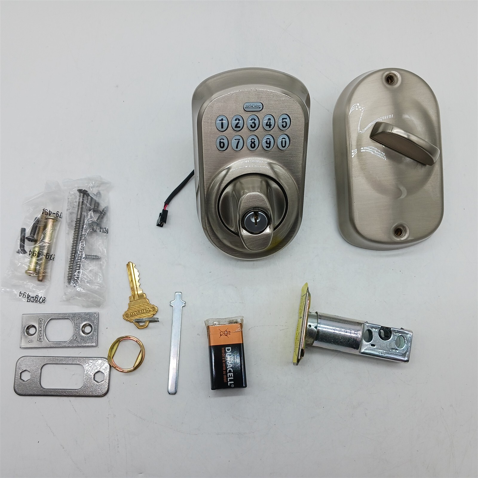 Schlage BE365 Plymouth Keypad Deadbolt Keyless Entry Satin Nickel Lock-image