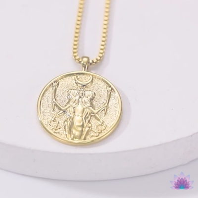 Greek Mythology Goddess Necklace, Deity Coin Pendant, Pagan God