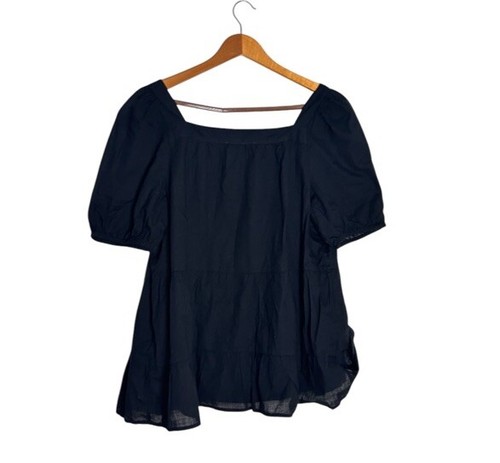 NWT Loft Lace Tiered Peplum Boho Square Neck Blouse Size L Women’s - Picture 4 of 7