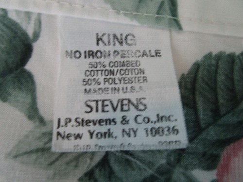Vintage Stevens King Size Floral Flat Sheet Pink Roses Butterflies Percale GUC - Picture 8 of 16