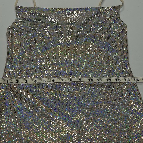 Thirty Thirty LA Womens Sequin Slip Dress Sz M Cowl Neck Silver Swiftie Hoco EUC - Picture 10 of 13