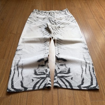 Roberto Cavalli Iconic Runway Tiger Print Jeans Hose Gr. M/L Damen Selten 2000 s