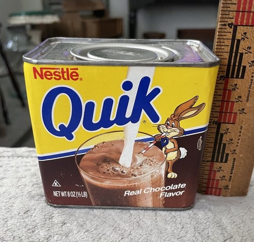LEERE Nestle Quik Karton 8 Unzen kleine Blechdose Metalldeckel
