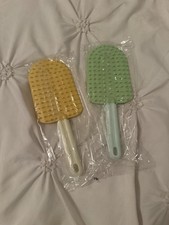 2 Pack Silicone Body Scrubber Shower Exfoliating Bath Brush Yellow  Green