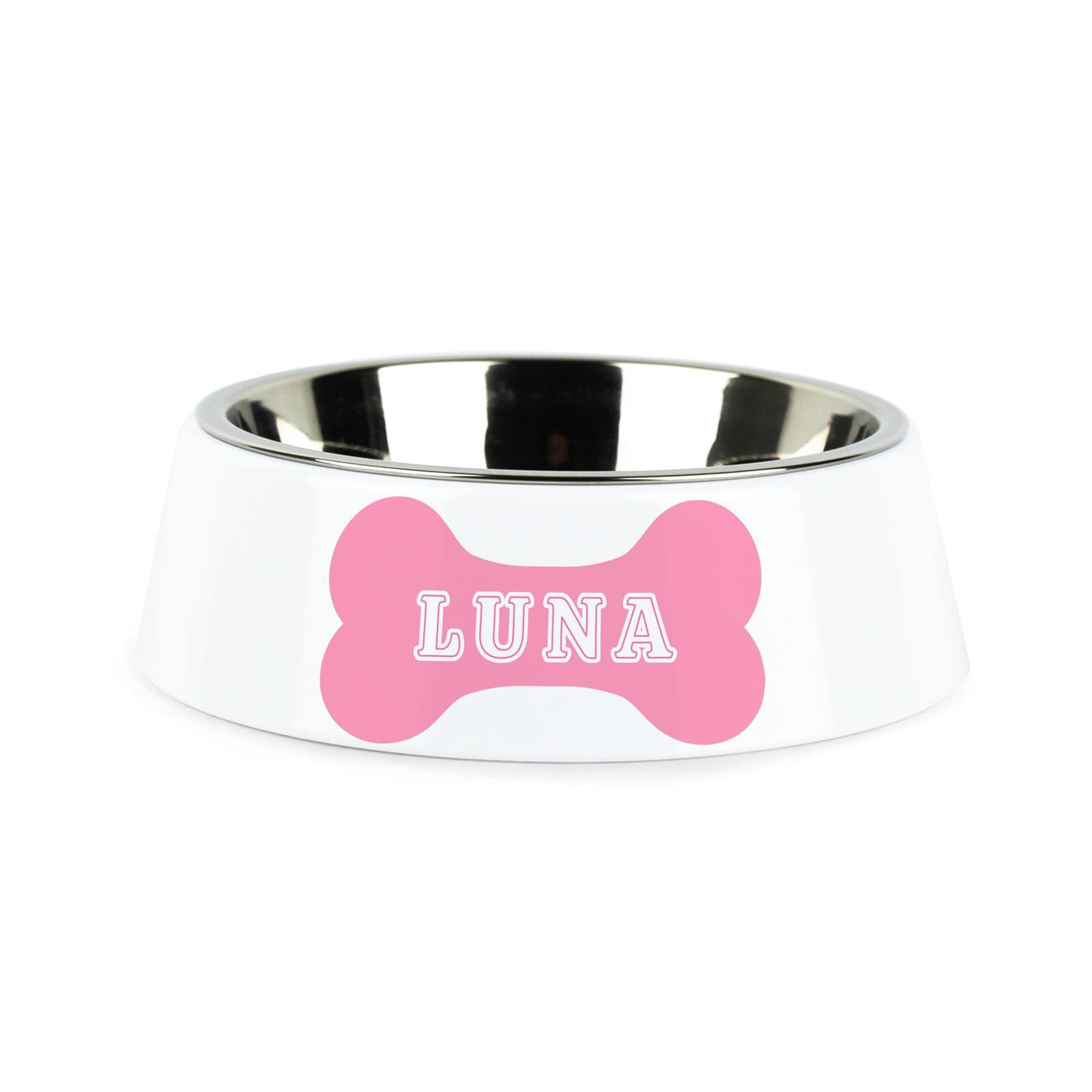 Personalised Pink Dog Bone Food/Water Bowl - Pet Feeding Dish Gifts
