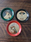 Three 1974 Coca Cola Small Vintage Circular Mini Tin Tip Trays Coaster 4”